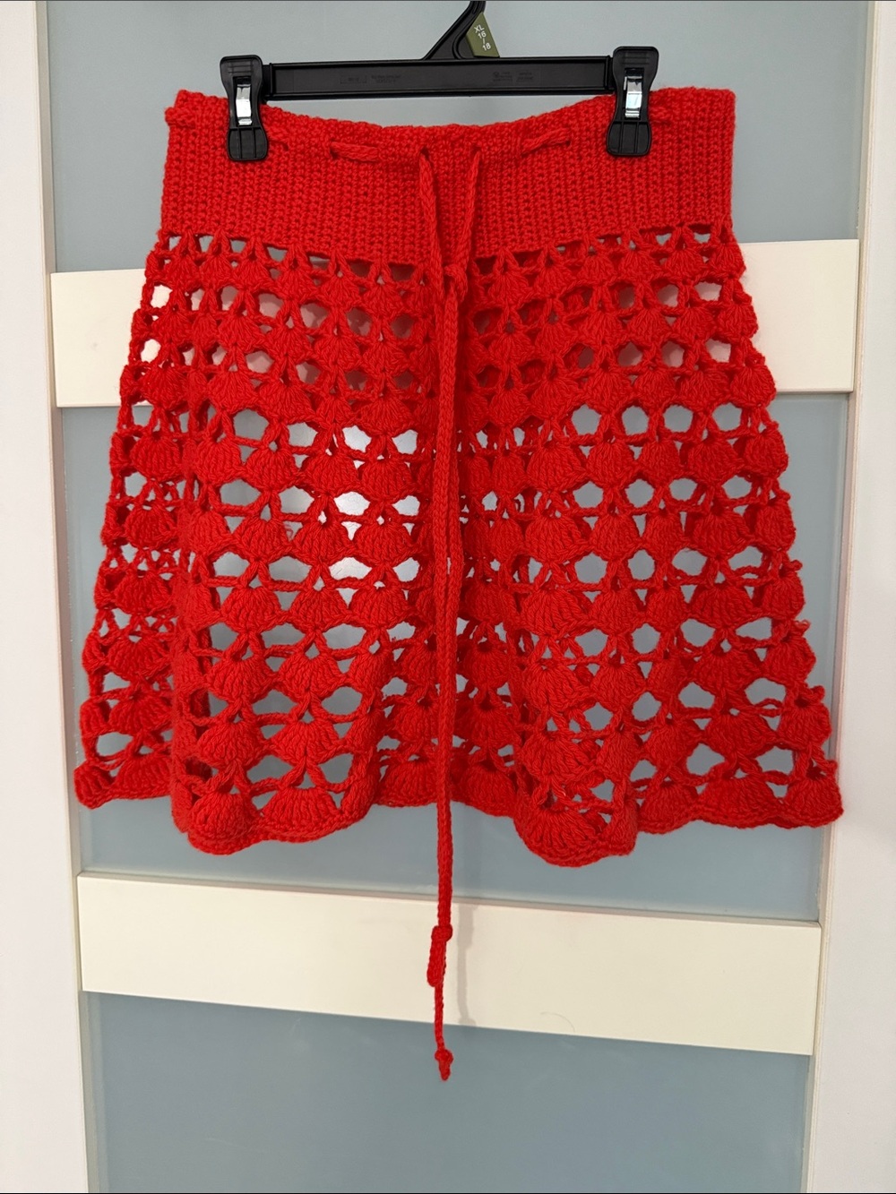 Vintage Garland Vibrant Red Crochet Drawstring Skirt